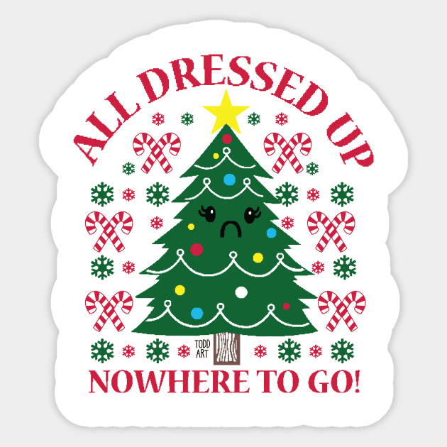 ALL DRESSED UP TREE Sticker by toddgoldmanart